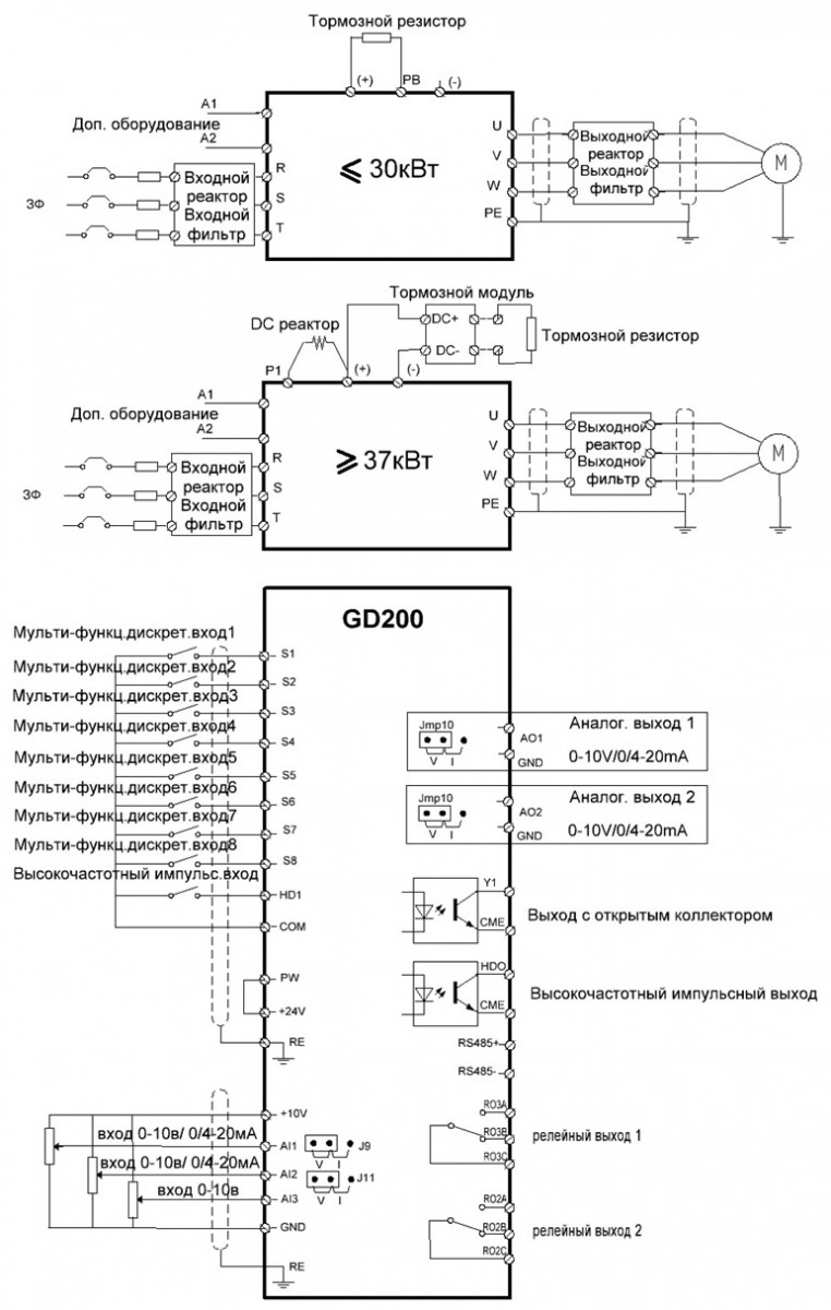 Преобразователь частоты INVT GD200-018G/022P-4